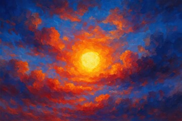A Symphony of Orange, Blue, and Red Hues