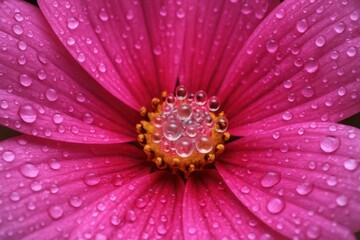 A Close-Up of a Pink Daisy with Water Droplets Capturing the Essence of Tranquility and Beauty