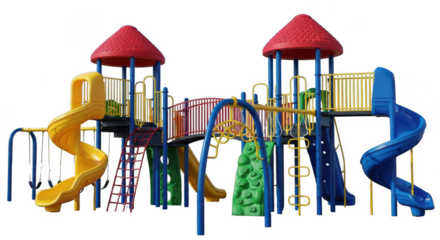 Colorful outdoor playground equipment isolated on transparent background