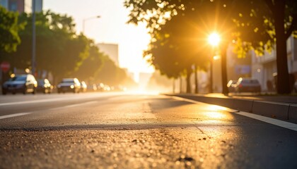 Obraz premium Sunrise City Street Empty Road