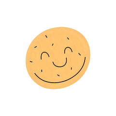 Happy Cookie: Delightful Illustration of a Smiling Biscuit