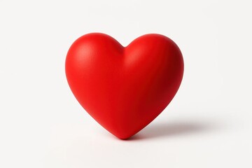 A solitary red heart stands out against a stark white background, symbolizing love and passion