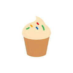 Delicious Vanilla Cupcake with Colorful Sprinkles: A Sweet Treat Illustration