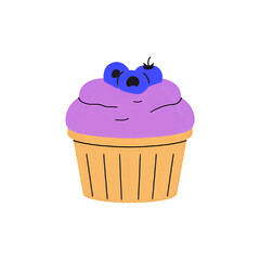 Purple Blueberry Cupcake: Delicious Bakery Treat Illustration