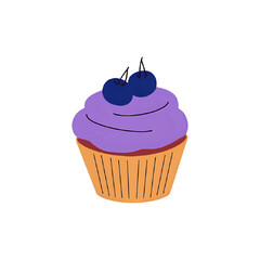 Delicious Blueberry Cupcake Illustration: Perfect for Bakery Menus, Websites, and Recipe Blogs