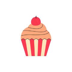 Delicious Cupcake: Pink & Red Dessert Illustration, Perfect for Baking Blogs & Recipes