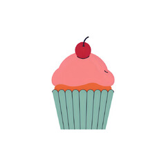 Delicious Pink Cupcake with Cherry Topping: Perfect for Baking Blogs and Dessert Menus