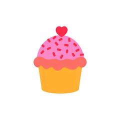 Delicious Pink Cupcake with Sprinkles and Heart: Perfect for Valentine's Day or Birthday Treats