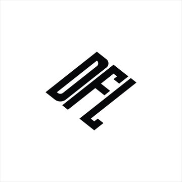 Modern abstract DFL logo design featuring geometric lines for innovative data analysis and digital transformation branding