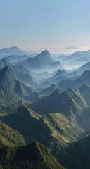 Fototapeta premium Misty mountain range vista