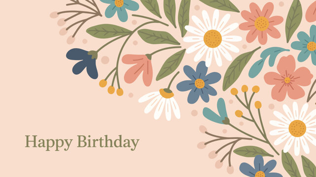 Elegant floral birthday greeting card design - Powered by Adobe