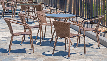 chairs and table in the summer cafe