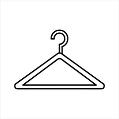 Black outline triangular garment hanger on white background clothes hanger clothing