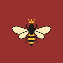 Cheerful Cartoon Bee Inside a Hexagon, Smiling with Antennae and Wings