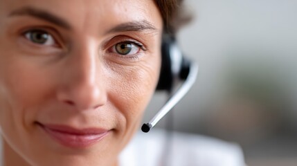 Friendly support staff helping client via video chat