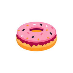 Pink Glazed Donut with Sprinkles: Delicious Pastry Illustration