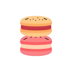 Delicious Sandwich Cookies:  Pink & Yellow Sweet Treats, Bakery Pastry Illustration