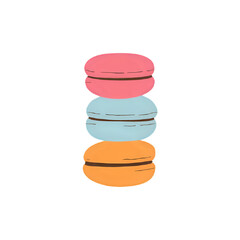 Delicious Macarons: Pink, Blue, and Orange Pastry Illustration
