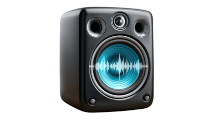 Fototapeta premium Acoustic Symphony: A state-of-the-art audio speaker, emitting the visual waveform of music's sonic spectrum. Capturing the essence of audio engineering, the image symbolizes sound, technology.