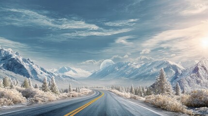 winter road scenic mountain drive