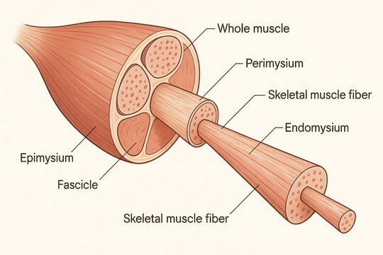 Skeletal Muscle Structure Illustration: Layers, Fibers, and Organization (Illustration)