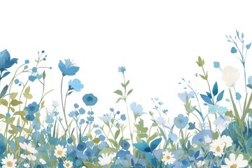Elegant blue floral watercolor illustration