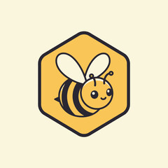 Cute Honeybee in a Honeycomb Design