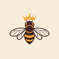 Regal Honeybee Icon: Crowned Insect Illustration