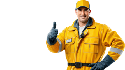 Safety Specialist Applauds: A safety specialist, in his protective gear, offers a thumbs up of reassurance and expertise, emphasizing the significance of protection and safety measures.