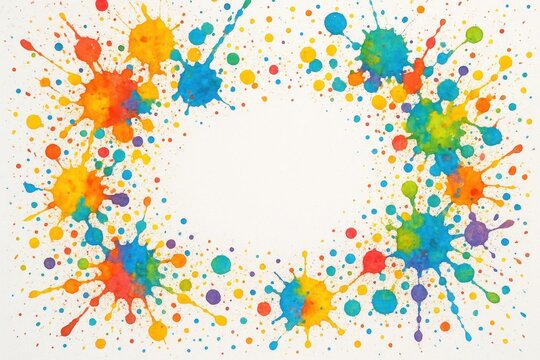 A watercolor splatter border with a blank canvas inviting your creativity