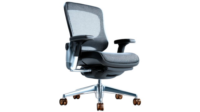 Ergonomic Office Chair: Capture the essence of a modern workspace with an elegant ergonomic office chair, designed for both comfort and style, inviting a focus on productivity.