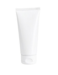 Clean white cosmetic tube for lotion, cream, or gel product on transparent background