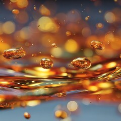 Liquid Gold Bubbles: A mesmerizing close-up showcases captivating bubbles rising through a golden-hued liquid. This image captures the enchanting dance of light and refraction.