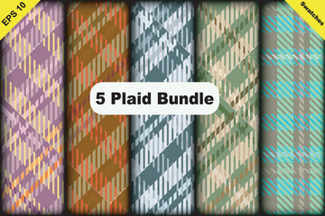 5 Plaid Pattern Bundle – Seamless Tartan Textures for Sublimation, Fabric & Design