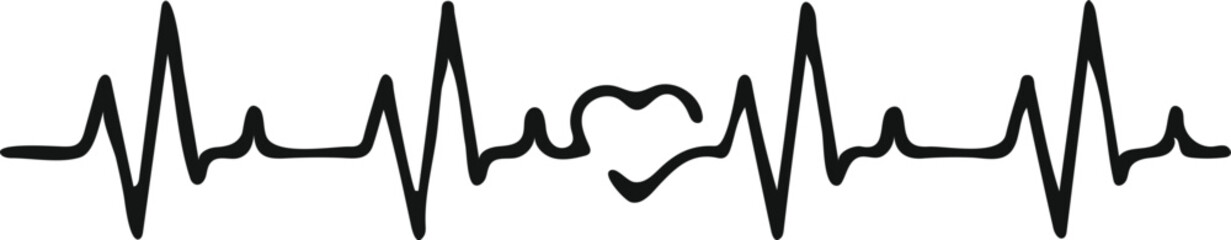 Heartbeat Rhythm Depicting Life's Vital Signs A Symbol of Love Health and Wellness with a Central Heart Shape
