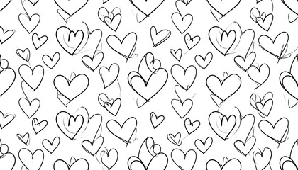Hand-drawn hearts pattern