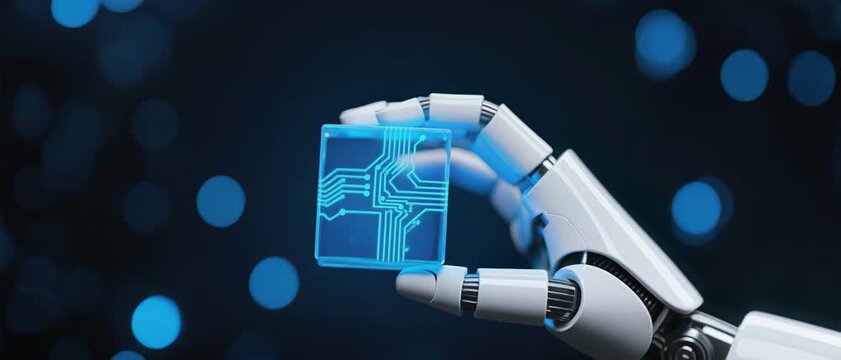 Close-up Capture, Robotic Hand, Studio, Stock Image, Futuristic Tech Scene, Side View, Innovation and Automation Concept for SEO