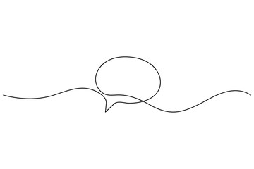 Minimal continuous one line drawing of a speech bubble on a white background. Perfect for modern designs