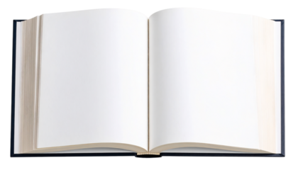 Open book with blank pages, ready for your text or illustrations on transparent background