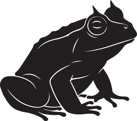 Ornate Horned Frog Vector Silhouette