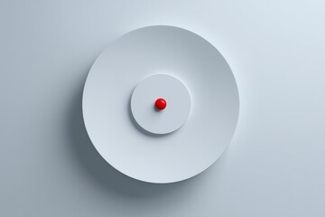 Minimalist 3D concept of a large white plate with one red droplet in the center symbolizing emotional scarcity or unspoken grief soft background with clean shadows