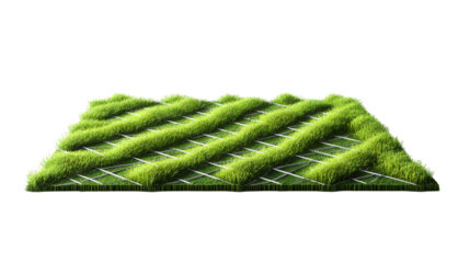 Vibrant green turf with modern grid design for landscape architecture and environmental projects usage isolated on white background 