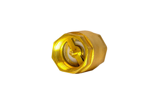 Brass Spring Check Valve Plumbing Isolated White Background
