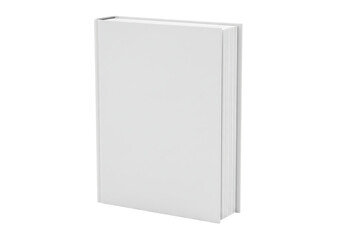 Standing blank white hardcover book mockup, for cover design. Isolated on transparent background, png