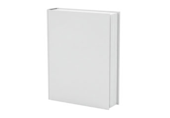Standing blank white hardcover book mockup, for cover design. Isolated on transparent background, png
