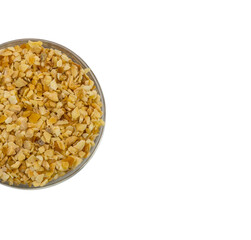 corn flakes in a glass bowl