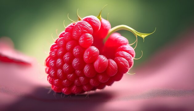 create a digital illustration of a juicy red raspberry against a soft background graphic