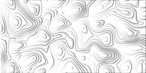 Abstract topographic illustration depicting a grayscale contour map design featuring concentric lines and organic patterns perfect for backgrounds and decorative elements