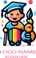 Kids logo icon  vector white background .