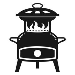 Vintage Coal Stove Silhouette Vector – Simple Retro Cooking Device